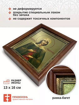 Икона Ксения Петербургская блаженная с золочением в киоте 18х21х4 см