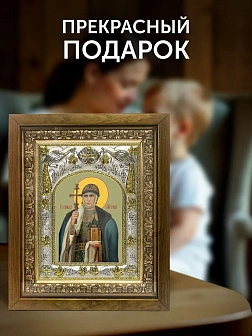 Икона Ольга Великая Княгиня в ризе и деревянном киоте, 26х22 см