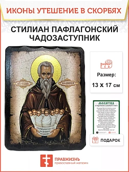 Икона Стилиан Пафлагонский Чадозаступник дерево 13х17 см