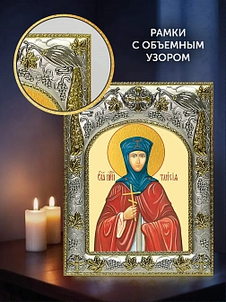Икона Таисия Египетская в ризе и деревянном киоте, 26х22 см