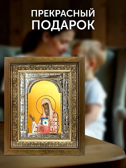 Икона Алексий Митрополит Московский в ризе и деревянном киоте, 33х27 см