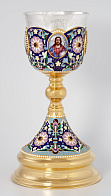 Потир 1.0л 4-финифти, филигрань, эмаль / золочение / серебряный стакан (УИН)