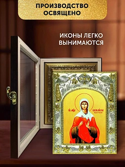 Икона Василисса Коринфская в ризе и киоте под дерево, 27х23 см