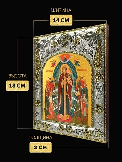 Икона Всех Скорбящих Радость Божия Матерь в ризе, 18х14 см