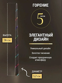 Каталог товаров pravzhizn Свечи золоченые конусные №55, СПИРАЛЬ (Радужная), ЧЕРНЫЕ (24шт) Свечи золоченые конусные №55, СПИРАЛЬ (Радужная), ЧЕРНЫЕ (24шт)