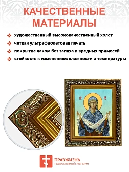 Икона Покров Пресвятой Богородицы, узкая рамка 17,5х20,5х2 см 119
