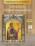 Икона Аркадий Новоторжский в ризе, 18х14 см