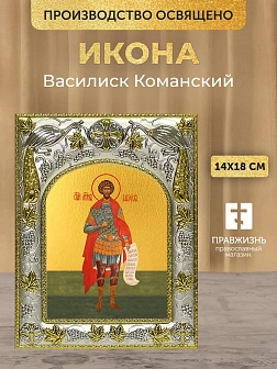 Икона Василиск Команский в ризе, 18х14 см