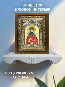 Икона Таисия Египетская в ризе и деревянном киоте, 26х22 см