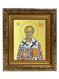 Икона "Николай Чудотворец", свт. Мирликийский, с золочением поталью, 09074-УЛ