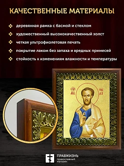 Икона Фаддей апостол с золочением, деревянная рамка с басмой и стеклом 18х21х2,5 см 1237 Икона Фаддей апостол с золочением, деревянная рамка с басмой и стеклом 18х21х2,5 см 1237