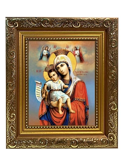 Икона Божией Матери Достойно Есть, широкая рамка 19,5х22,5х2 см 1138