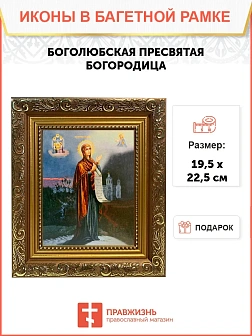 Икона Божьей Матери Боголюбская, широкая рамка 19,5х22,5х2 см 1182 Икона Божьей Матери Боголюбская, широкая рамка 19,5х22,5х2 см 1182