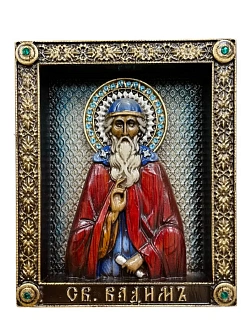 Икона Святой Вадим Персидский, резная из дерева, 19х23см