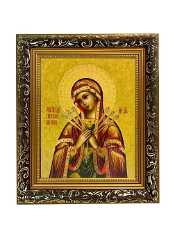 Икона Божией Матери Умягчение злых сердец, узкая рамка 17,5х20,5х2 см 142
