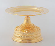 Дискос с поддискосником / ф240мм-потир 1, 0л / гальванопластика, ручная гравировка / золочение