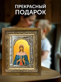 Икона Иулия Анкирская в ризе и деревянном киоте, 33х27 см