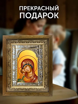 Икона Игоревская Божия Матерь в ризе и деревянном киоте, 33х27 см