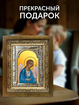 Икона Архангел Гавриил в ризе и деревянном киоте, 33х27 см
