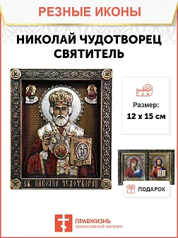 Икона Николай Угодник, Чудотворец, резная из дерева, 25х32см