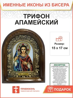Икона именная 140 Трифон Апамейский Никейский бисер 17 см