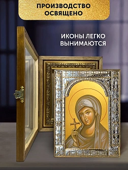 Икона Параскева Пятница в ризе и деревянном киоте, 33х27 см