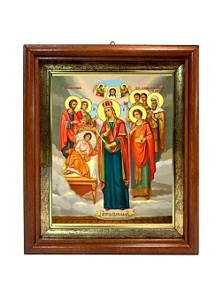 Икона Божьей Матери Целительница в киоте 18х21х4 см 147