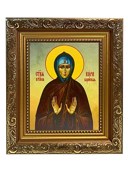 Икона Кира Берийская преподобная, широкая рамка 19,5х22,5х2 см 156