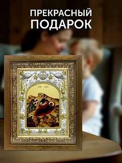 Икона Рождество Христово в ризе и деревянном киоте, 26х22 см