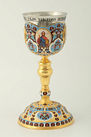 Потир 1.0л 4-деколи, филигрань, эмаль "№1" / золочение / мельхиоровый стакан