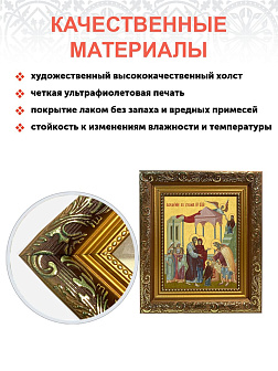 Икона Введение во храм Пресвятой Богородицы, широкая рамка 19,5х22,5х2 см 1204