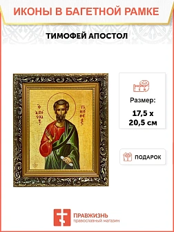 Икона Тимофей апостол, узкая рамка 17,5х20,5х2 см 138
