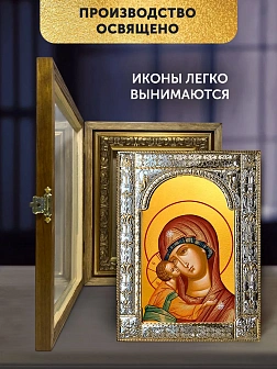 Икона Игоревская Божия Матерь в ризе и деревянном киоте, 33х27 см