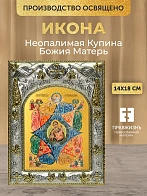 Икона Неопалимая Купина Божия Матерь в ризе, 18х14 см