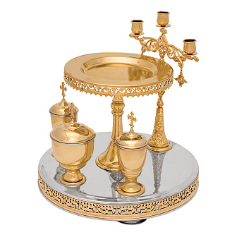 Блюдо всенощное малое №2 частичное золочение (с мельх. вклад.)