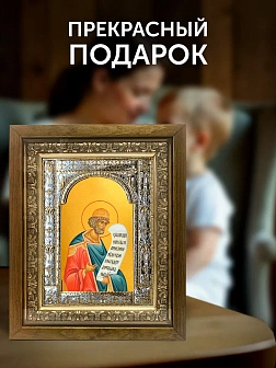 Икона Давид Псалмопевец в ризе и деревянном киоте, 33х27 см