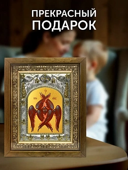 Икона Серафим Шестикрылый в ризе и деревянном киоте, 26х22 см
