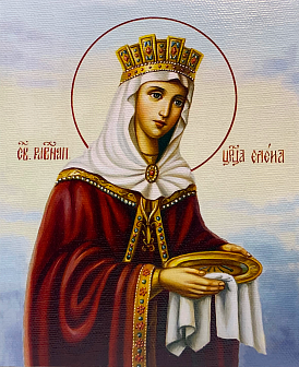 Икона Елена Царица Равноапостольная на холсте в киоте 071