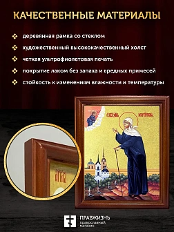 Икона Ксения Петербургская блаженная с золочением, деревянная рамка со стеклом 15х18х2 см 089