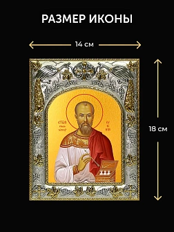 Икона Евгений Боткин в ризе и деревянном киоте, 26х22 см