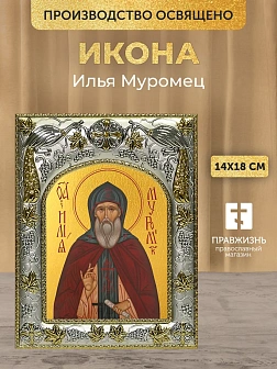 Икона Илья Муромец в ризе, 18х14 см