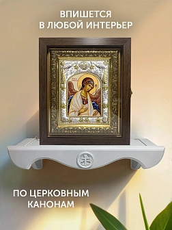 Икона Ангел Хранитель в ризе и киоте под дерево, 27х23 см