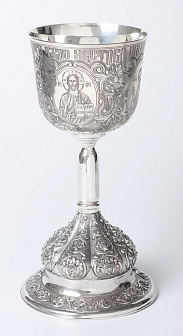 Потир 0.75л ручная гравировка, чеканка №3 серебро (УИН)