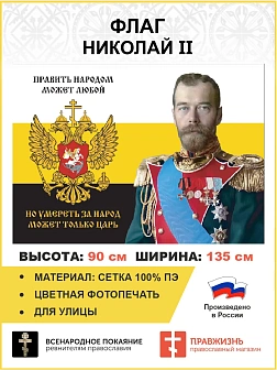 Флаг 181 Николай II Умереть за народ может только царь 90х135 материал сетка для улицы