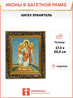 Икона Ангел Хранитель, узкая рамка 17,5х20,5х2 см 221