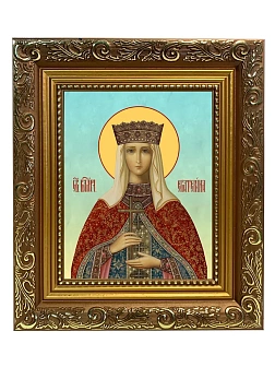 Икона Екатерина Александрийская великомученица, широкая рамка 19,5х22,5х2 см 070