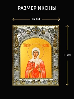 Икона Анисия Солунская в ризе и деревянном киоте, 26х22 см Икона Анисия Солунская в ризе и деревянном киоте, 26х22 см