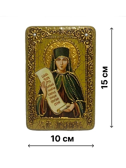 Настольная икона ''Святая преподобная Аполлинария Египетская'' на мореном дубе