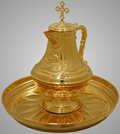 Кувшин для омовения с подносом золочение чеканка