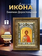 Икона Емилиан Доростольский в ризе и деревянном киоте, 26х22 см
